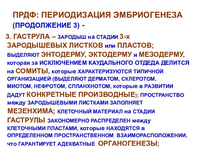 ПРДФ: ПЕРИОДИЗАЦИЯ ЭМБРИОГЕНЕЗА (ПРОДОЛЖЕНИЕ 3) - 3. ГАСТРУЛА – ЗАРОДЫШ на