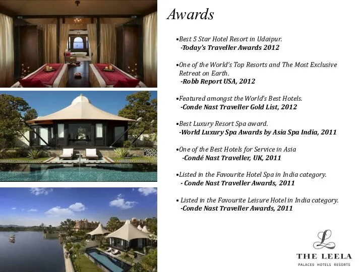 Awards Best 5 Star Hotel Resort in Udaipur. -Today’s Traveller Awards