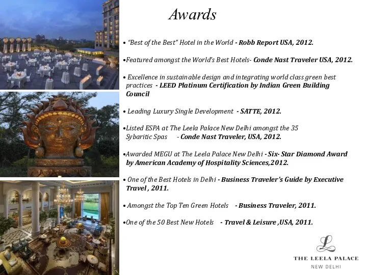 Awards “Best of the Best” Hotel in the World - Robb