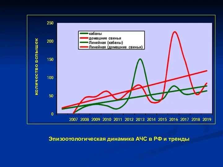 Эпизоотологическая динамика АЧС в РФ и тренды