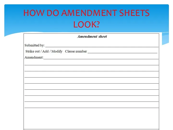 HOW DO AMENDMENT SHEETS LOOK?