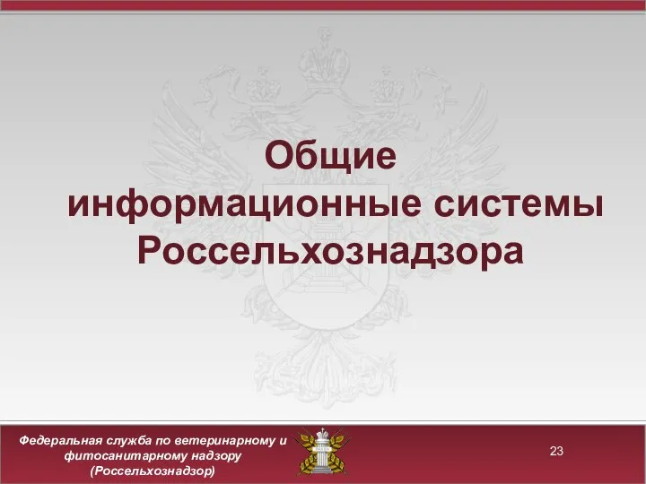 Общие информационные системы Россельхознадзора