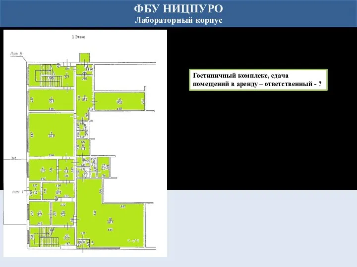 ФБУ НИЦПУРО Производственный корпус Гостиничный комплекс, сдача помещений в аренду –