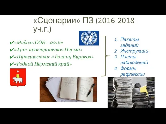 «Модель ООН - 2016» «Арт-пространство Перми» «Путешествие в долину Вирусов» «Родной