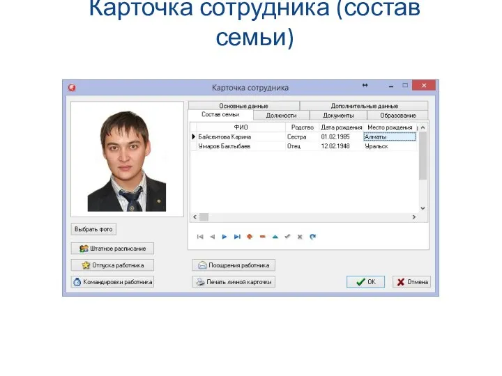 Карточка сотрудника (состав семьи)
