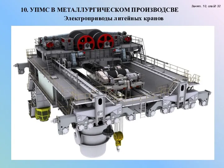 10. УПМС В МЕТАЛЛУРГИЧЕСКОМ ПРОИЗВОДСВЕ Занят. 10, слайд 32 Электроприводы литейных кранов