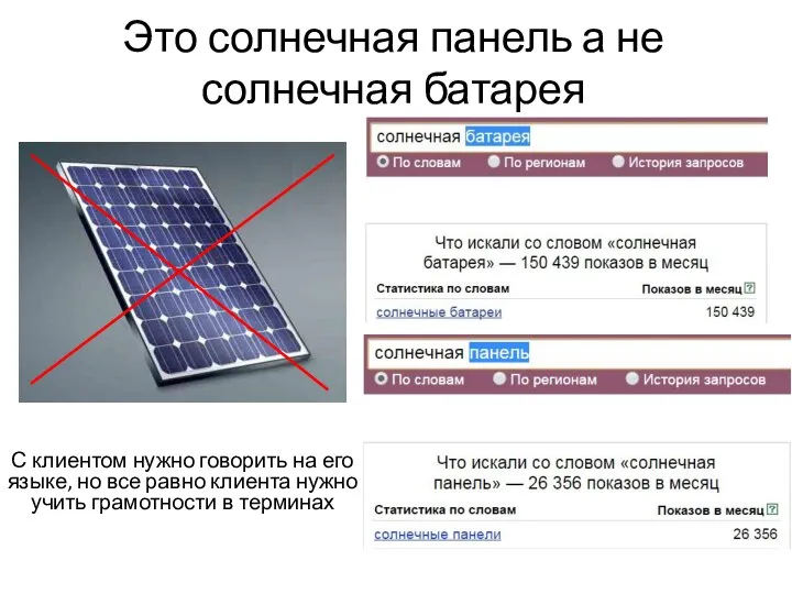 Это солнечная панель а не солнечная батарея С клиентом нужно говорить