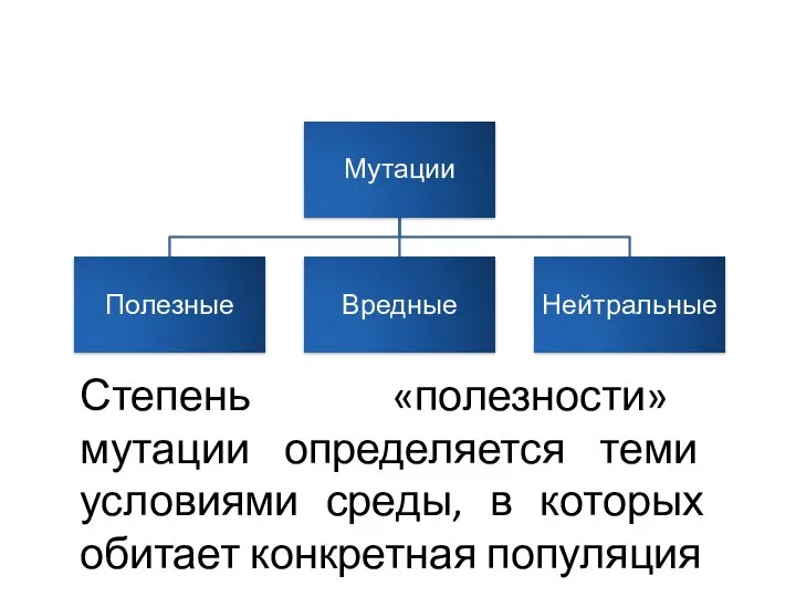 Степень «полезности» мутации определяется теми условиями среды, в которых обитает конкретная популяция