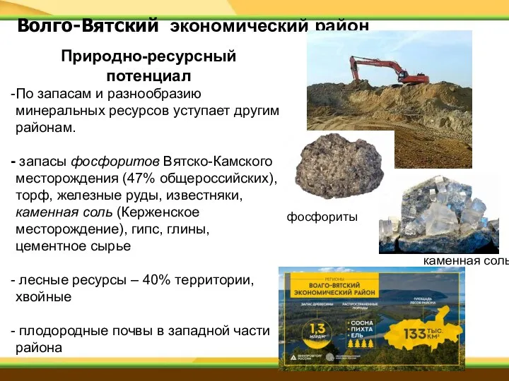 Природно-ресурсный потенциал По запасам и разнообразию минеральных ресурсов уступает другим районам.