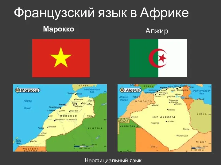 Французский язык в Африке Марокко Алжир Неофициальный язык