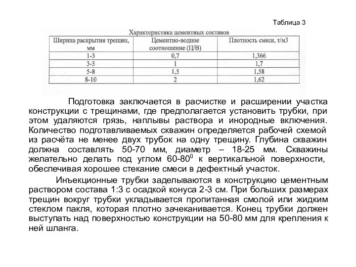 Подготовка заключается в расчистке и расширении участка конструкции с трещинами, где