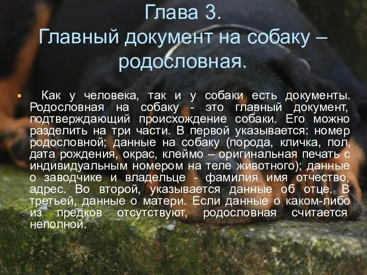 Глава 3. Главный документ на собаку – родословная. Как у человека,