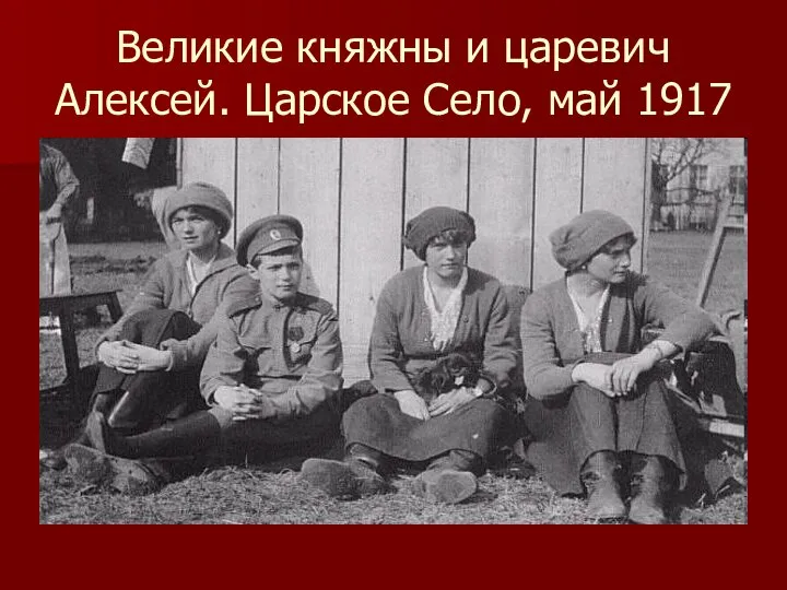 Великие княжны и царевич Алексей. Царское Село, май 1917