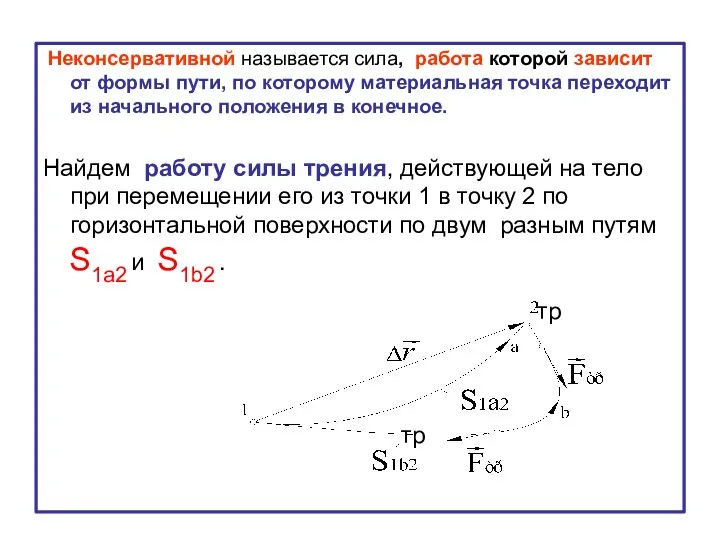 Неконсервативной называется сила, работа которой зависит от формы пути, по которому