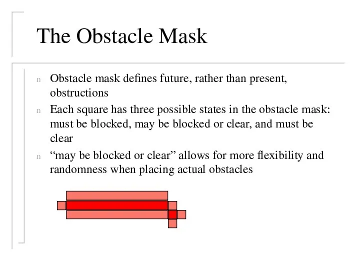 The Obstacle Mask Obstacle mask defines future, rather than present, obstructions