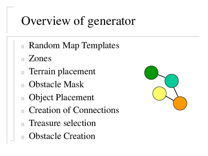 Overview of generator Random Map Templates Zones Terrain placement Obstacle Mask