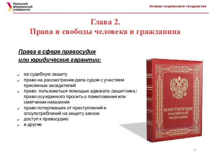 Основы социального государства Глава 2. Права и свободы человека и гражданина