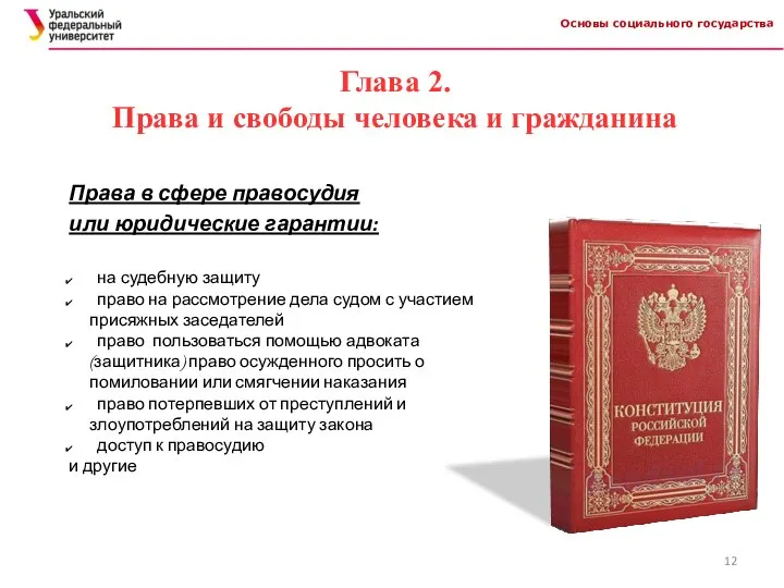 Основы социального государства Глава 2. Права и свободы человека и гражданина