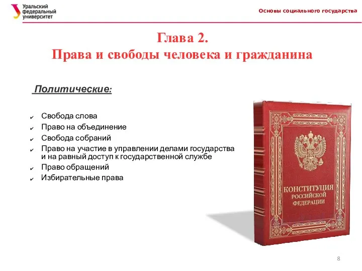 Основы социального государства Глава 2. Права и свободы человека и гражданина