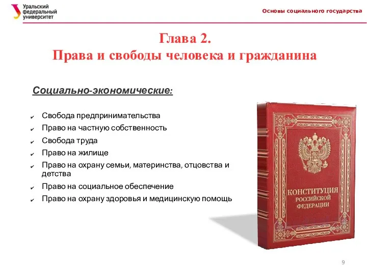 Основы социального государства Глава 2. Права и свободы человека и гражданина