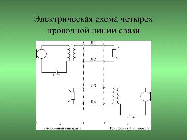 Электрическая схема четырех проводной линии связи