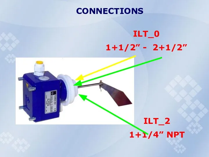 CONNECTIONS ILT_0 1+1/2” - 2+1/2” ILT_2 1+1/4” NPT