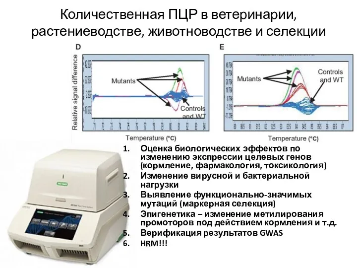 Количественная ПЦР в ветеринарии, растениеводстве, животноводстве и селекции Оценка биологических эффектов