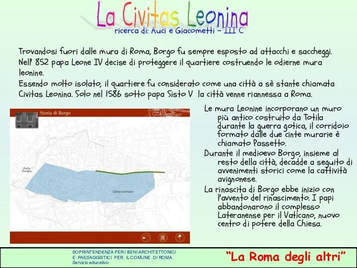 ricerca di: Auci e Giacometti – III C Le mura Leonine