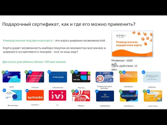 Подарочный сертификат, как и где его можно применить? Номинал: 5000 руб.