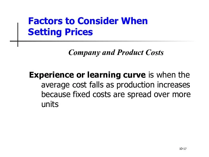 Factors to Consider When Setting Prices Company and Product Costs Experience