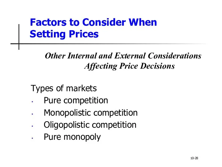 Factors to Consider When Setting Prices Other Internal and External Considerations