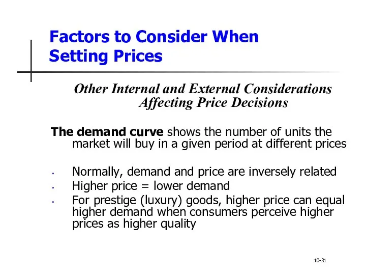 Factors to Consider When Setting Prices Other Internal and External Considerations