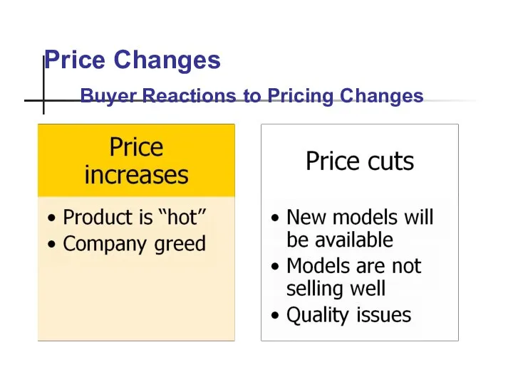 Price Changes Buyer Reactions to Pricing Changes