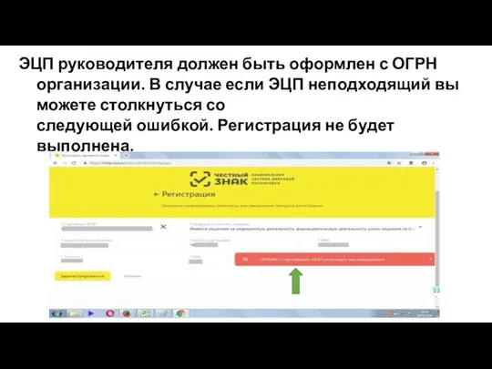 ЭЦП руководителя должен быть оформлен с ОГРН организации. В случае если