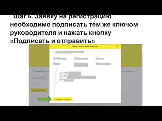 Шаг 6. Заявку на регистрацию необходимо подписать тем же ключом руководителя