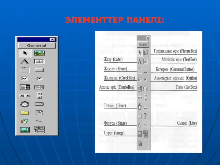 ЭЛЕМЕНТТЕР ПАНЕЛІ:
