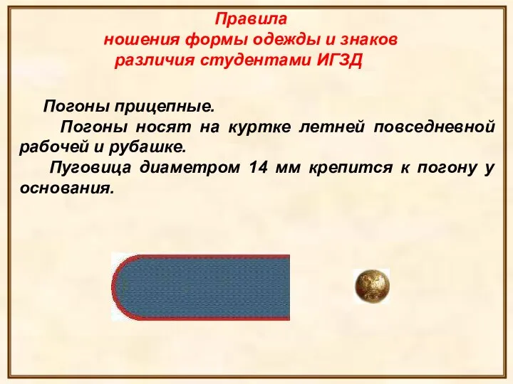 Погоны прицепные. Погоны носят на куртке летней повседневной рабочей и рубашке.