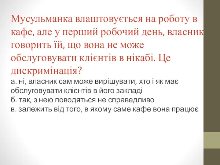 Мусульманка влаштовується на роботу в кафе, але у перший робочий день,