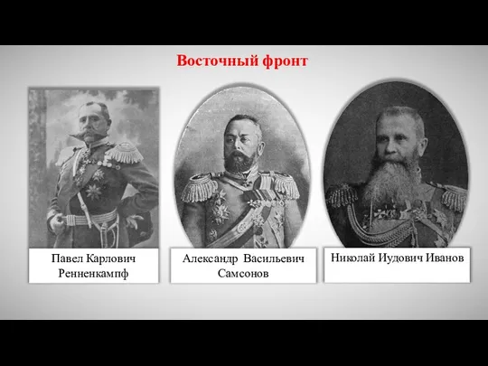 Павел Карлович Ренненкампф Восточный фронт Александр Васильевич Самсонов Николай Иудович Иванов