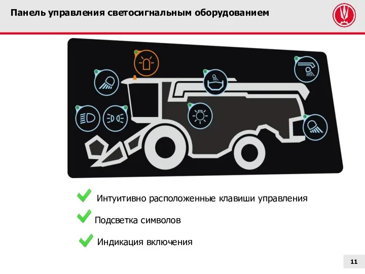 Панель управления светосигнальным оборудованием Интуитивно расположенные клавиши управления Подсветка символов Индикация включения