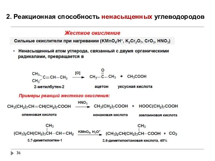 2. Реакционная способность ненасыщенных углеводородов