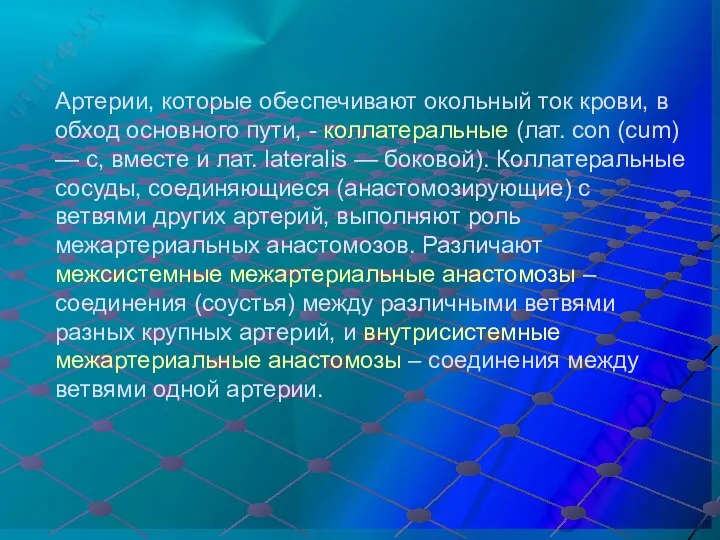 Артерии, которые обеспечивают окольный ток крови, в обход основного пути, -