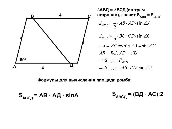 А В С Д 60º 4 4 4 4 SАВСД =