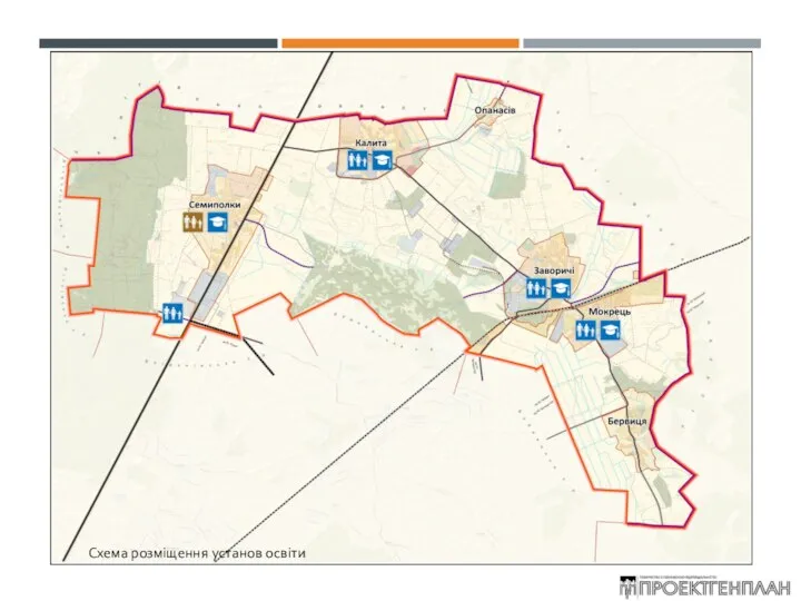 Схема розміщення установ освіти