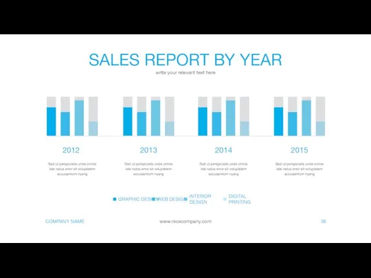 SALES REPORT BY YEAR write your relevant text here 38 2012