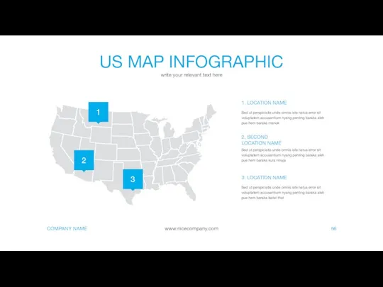 US MAP INFOGRAPHIC write your relevant text here 56 Sed ut