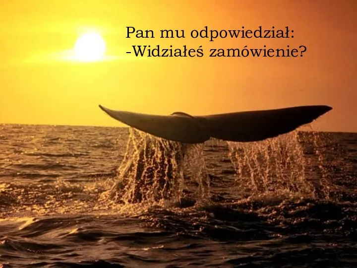 Pan mu odpowiedział: -Widziałeś zamówienie?