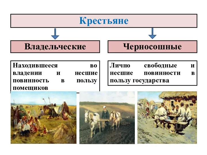 Крестьяне Владельческие Черносошные Находившееся во владении и несшие повинность в пользу