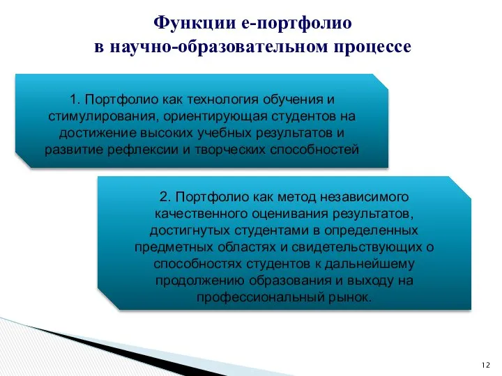 Функции е-портфолио в научно-образовательном процессе 1. Портфолио как технология обучения и