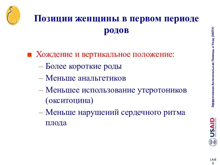 Позиции женщины в первом периоде родов Хождение и вертикальное положение: Более